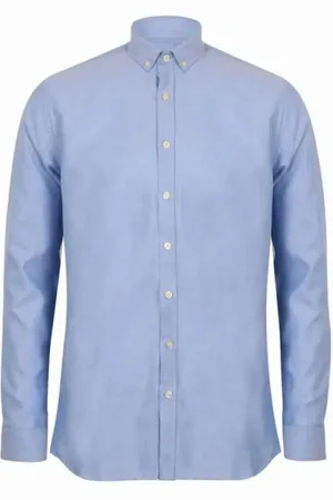 Henbury Heren klassiek oxford overhemd met lange mouwen