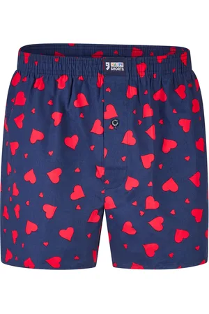 HAPPY SHORTS Wijde boxershort heren met grote rode hartjes