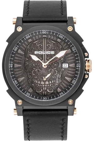 Police Leren horloge met datumfunctie 48mm