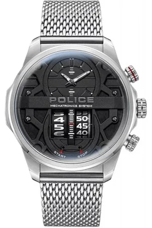 Police Rvs horloge met dubbele tijdzone chrono