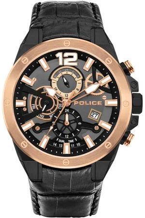 Police Leren horloge met stijlvol 48mm dial