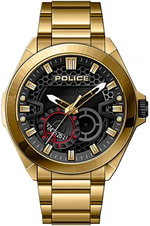 Police Rvs horloge met zwart dial en datumfunctie