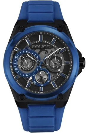 Police Blauwe siliconen horloge met multi dial