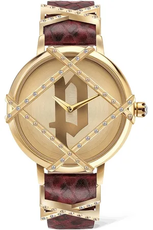 Police Rode leren horloge met stijlvol grijze wijzerplaat