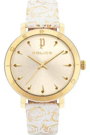 Police Te leren horloge met gouden wijzerplaat 36mm