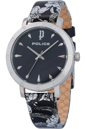 Police Leren horloge met stalen kast en 36mm wijzerplaat