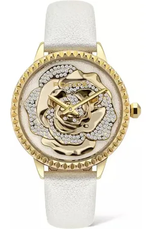 Police Te leren horloge met gouden wijzerplaat 36mm
