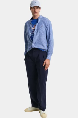 GANT Casual hemd lange mouw reg cotton linen shirt 3250082/407