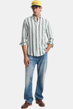 GANT Casual hemd lange mouw reg cotton linen bold stripe 3250043/318