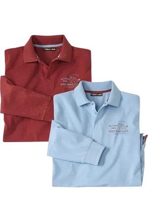 Atlas For Men Heren arizona adventure poloshirt met lange mouwen (set van 2)