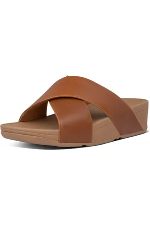 FitFlop Lulu cross slide sandals leather