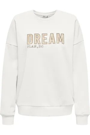 ONLY Onllilla ls satin o-neck cs swt off-white