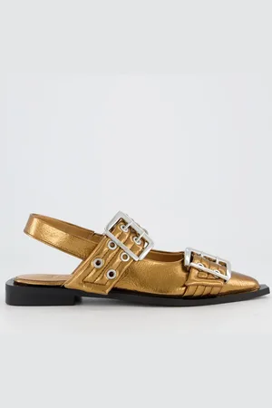 Ganni Dames chunky buckle ballerina zwart
