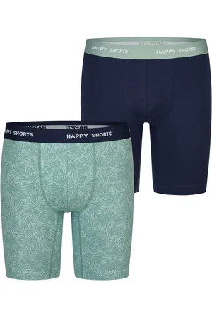 HAPPY SHORTS Heren boxershorts met lange pijpen boxer briefs palmbladeren print 2-pack