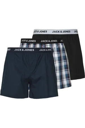JACK & JONES Heren plus size wijde boxershorts geweven jacsaigon 3-pack donkerblauw/zwart