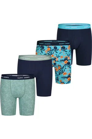 HAPPY SHORTS Heren boxershorts met lange pijpen boxer briefs 4-pack palm leaves