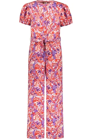 B.Nosy Zomer jumpsuit meisjes /paars aop riem pallas