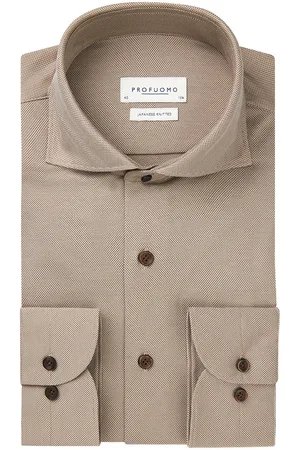 Profuomo Japanese knitted overhemd met lange mouwen