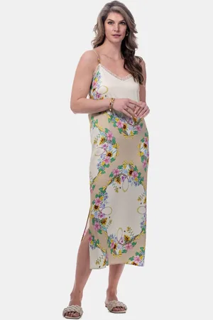 MUCHO GUSTO ® slipjurk creme bloem luipaardprint