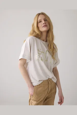 Summum Woman 3s5129-30633 702 boxy artwork tee pebblebeige
