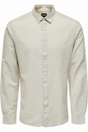 Only & Sons Onscaiden ls solid linen shirt noos 22012321 chinchilla