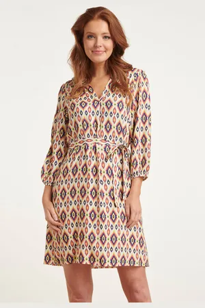 Smashed Lemon 24455 zomerjurk met pofmouwenfel aztec print |
