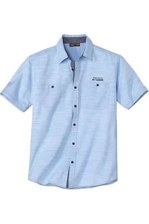 Atlas For Men Heren slub overhemd met korte mouwen