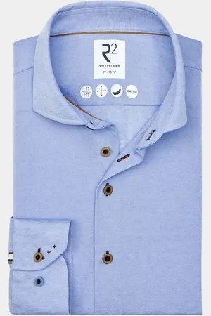 R2 Amsterdam Casual hemd lange mouw linen cotton knitted 128.wsp.019/018