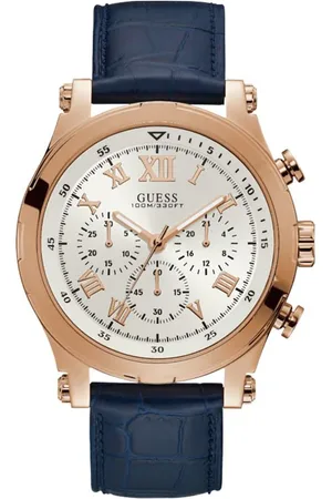Guess Leren horloge met roze behuizing 47mm