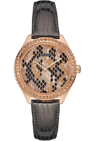 Guess Leren horloge voor elegante stijl en functionaliteit