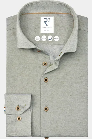 R2 Amsterdam Casual hemd lange mouw linen cotton knitted 128.wsp.019/070