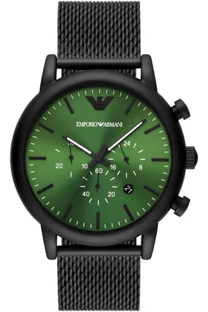 Emporio Armani Metaal horloge met groene wijzerplaat