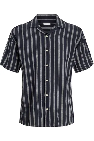 JACK & JONES Jjeenzo stripe resort shirt ss sn navy
