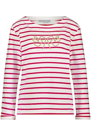Red Button Top srb4471 terry stripe raspberry