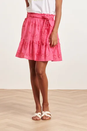 Smashed Lemon 24355 fuchsia rok met 3d bloemenstructuur |