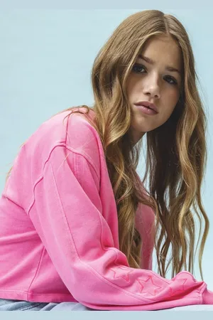 LOOXS Revolution Cropped sweater neon pink voor meisjes in de kleur