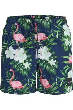 JACK & JONES Heren plus size zwemshort jpstmaui novelty gebloemde flamingo print