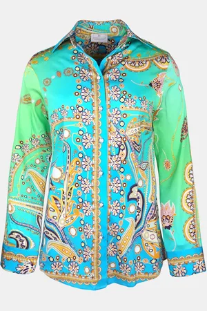 MUCHO GUSTO Blouse francis bay groen blauw paradise