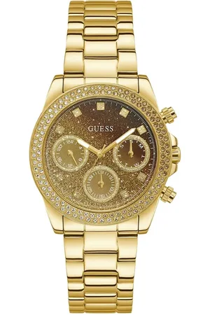 Guess Gouden rvs horloge met analoge wijzerplaat