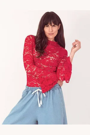 TURQUOISE Top lange mouw 1228 top kant