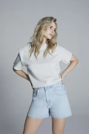 Homage to Denim H-cs25m20 denim short with double pockets