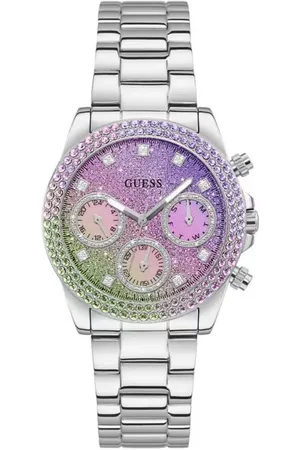 Guess Grijze rvs horloge met analoge wijzerplaat