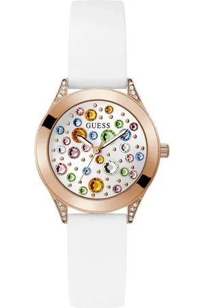 Guess Witte silicium horloge voor dames met mini wonderlust