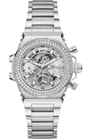 Guess Grijze rvs horloge met multifunctionele tijdsaanduiding