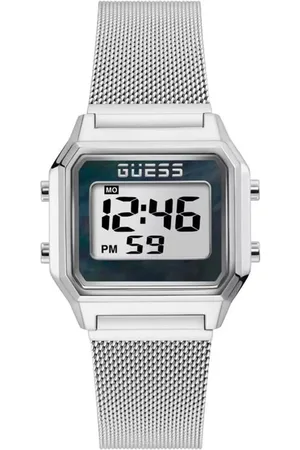 Guess Grijze rvs horloge met digitale weergave