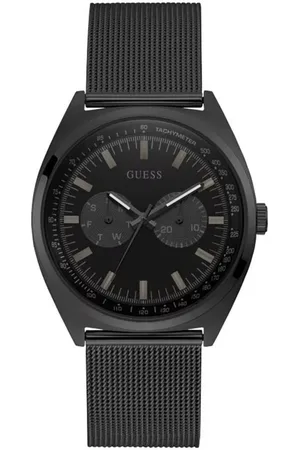 Guess Zwarte rvs horloge voor mannen met datumfunctie