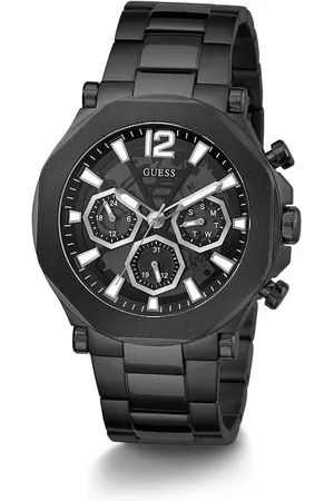 Guess Zwarte rvs horloge met analoge wijzerplaat
