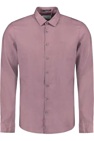 No Excess Shirt solid with linen mauve