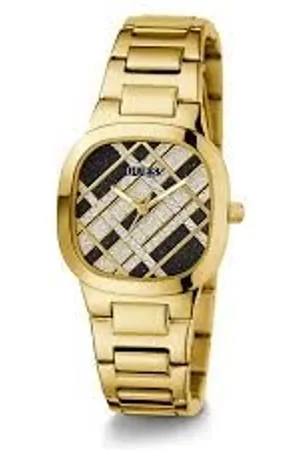 Guess Gouden rvs horloge met zwarte wijzerplaat