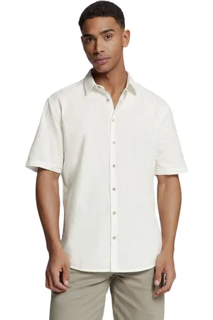 No Excess Shirt short sleeve solid h linen white